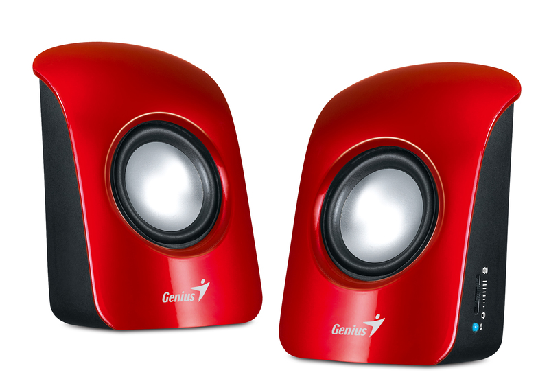 Genius SP-U115 Stereo USB Powered 2.0 Speakers with 1.5W Output and 3.5mm Audio Plug, Red